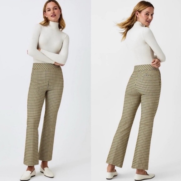Spanx The Perfect Pant Kick Flare Dijon Jacquard Houndstooth Plaid XL - Picture 1 of 12